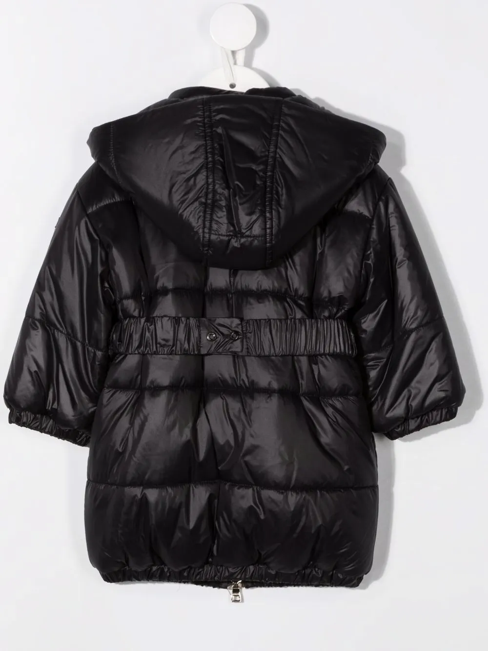 Shop Balmain Belted Padded Coat In Black