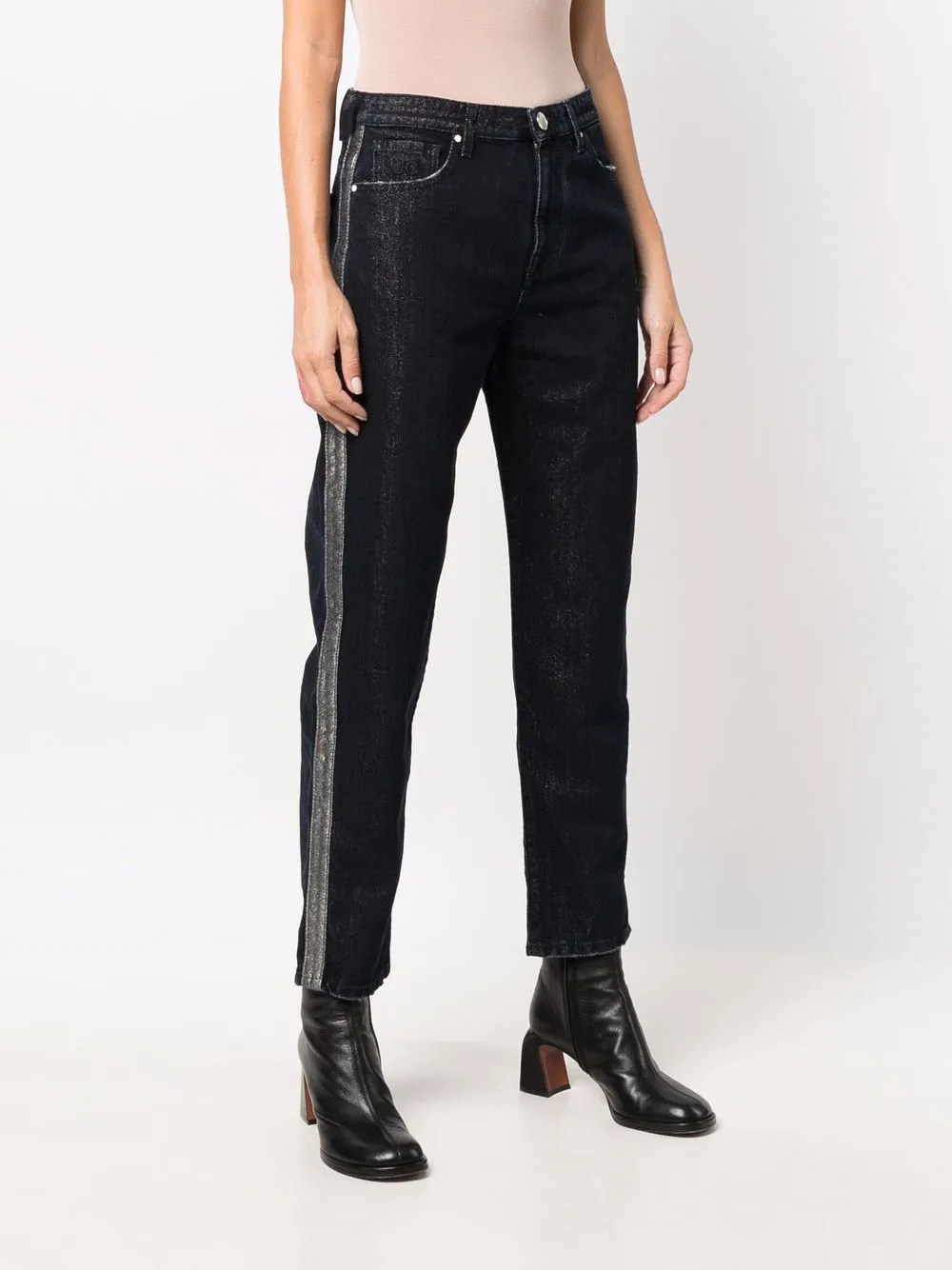 Shop Jacob Cohen Racer-stripe Tapered Jeans In Blue