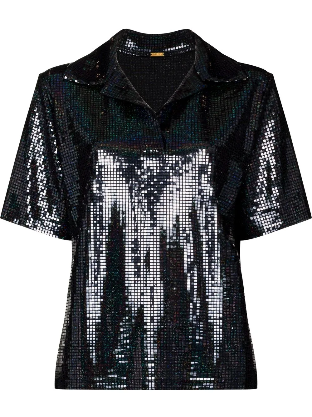 

Dodo Bar Or sequin-embellished short-sleeve polo shirt - Black