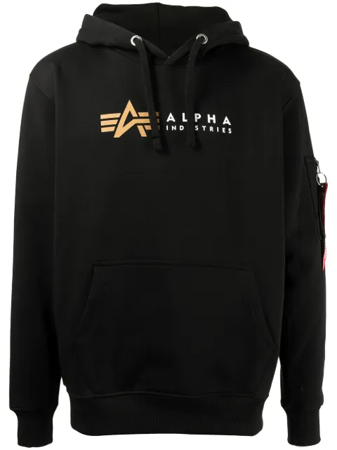 Alpha Industries logo-print pullover hoodie