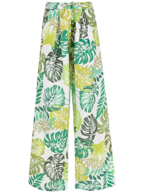 Amir Slama palm leaf print straight trousers