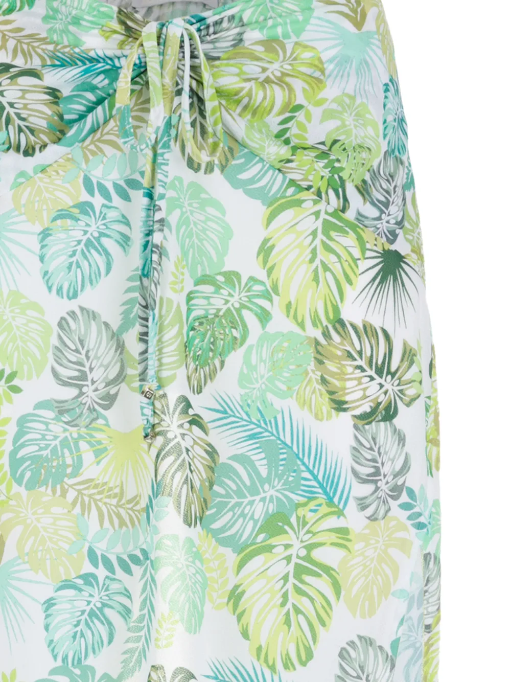 Shop Amir Slama Palm Leaf Print Skirt In Green