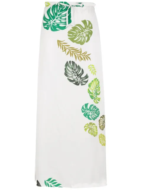 Amir Slama falda midi con palmeras estampadas