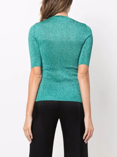 short-sleeved metallic knit top | Saint 
