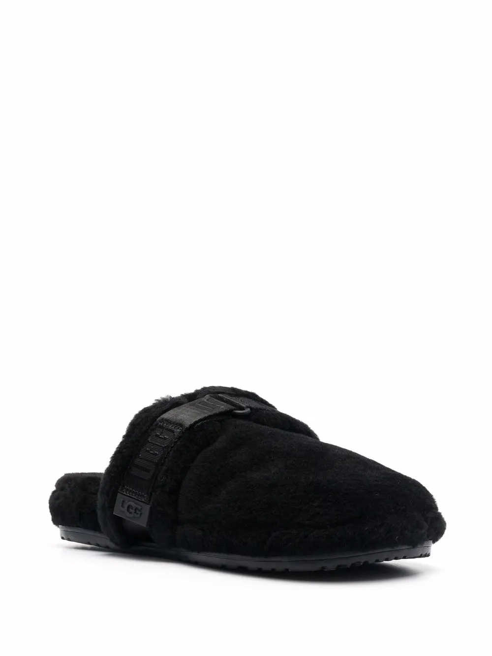 UGG logo print Strap Slippers Black FARFETCH