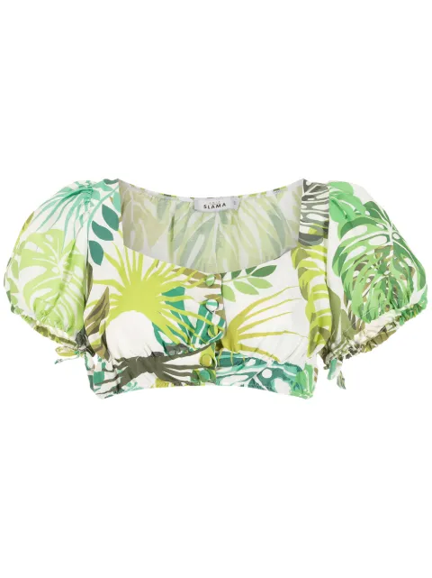 Amir Slama top corto con palmeras estampadas