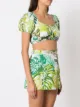 Amir Slama palm leaf print cropped top