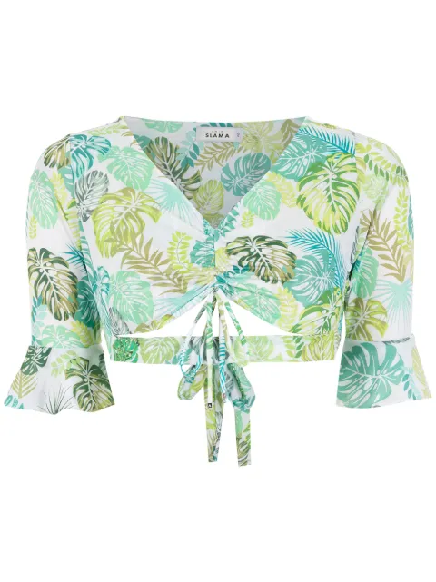 Amir Slama palm leaf print cropped top