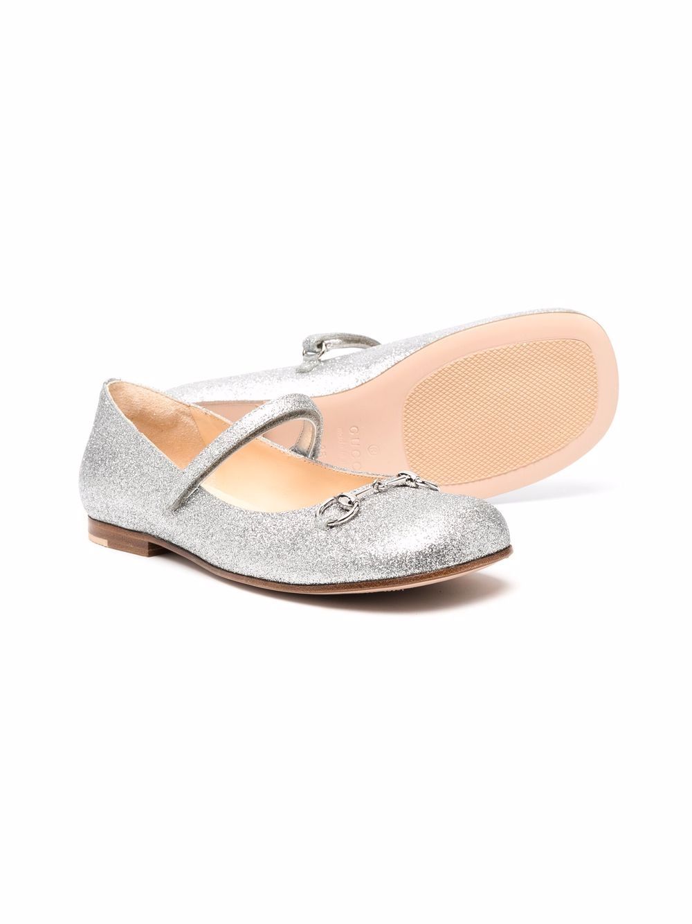 Gucci Kids Ballerina's met glitter - Zilver