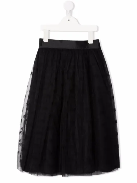 Fendi Kids Saia midi com tule e estampa de logo