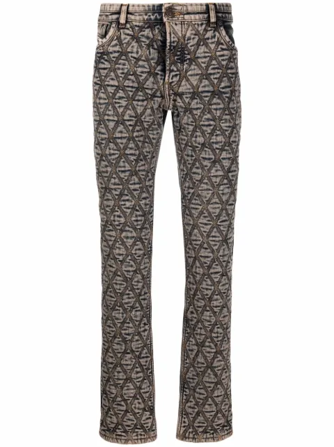 Diesel Calça jeans slim com bordado de losangos