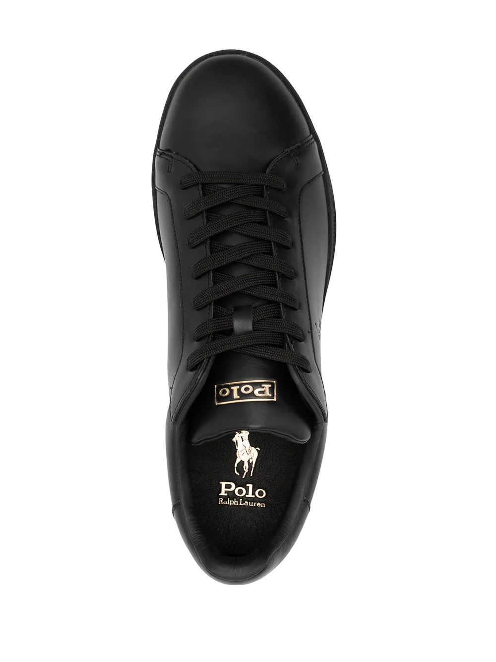 Shop Polo Ralph Lauren Logo-embossed Low-top Sneakers In Schwarz