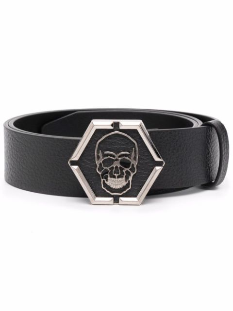 Philipp Plein skull buckle leather belt Men