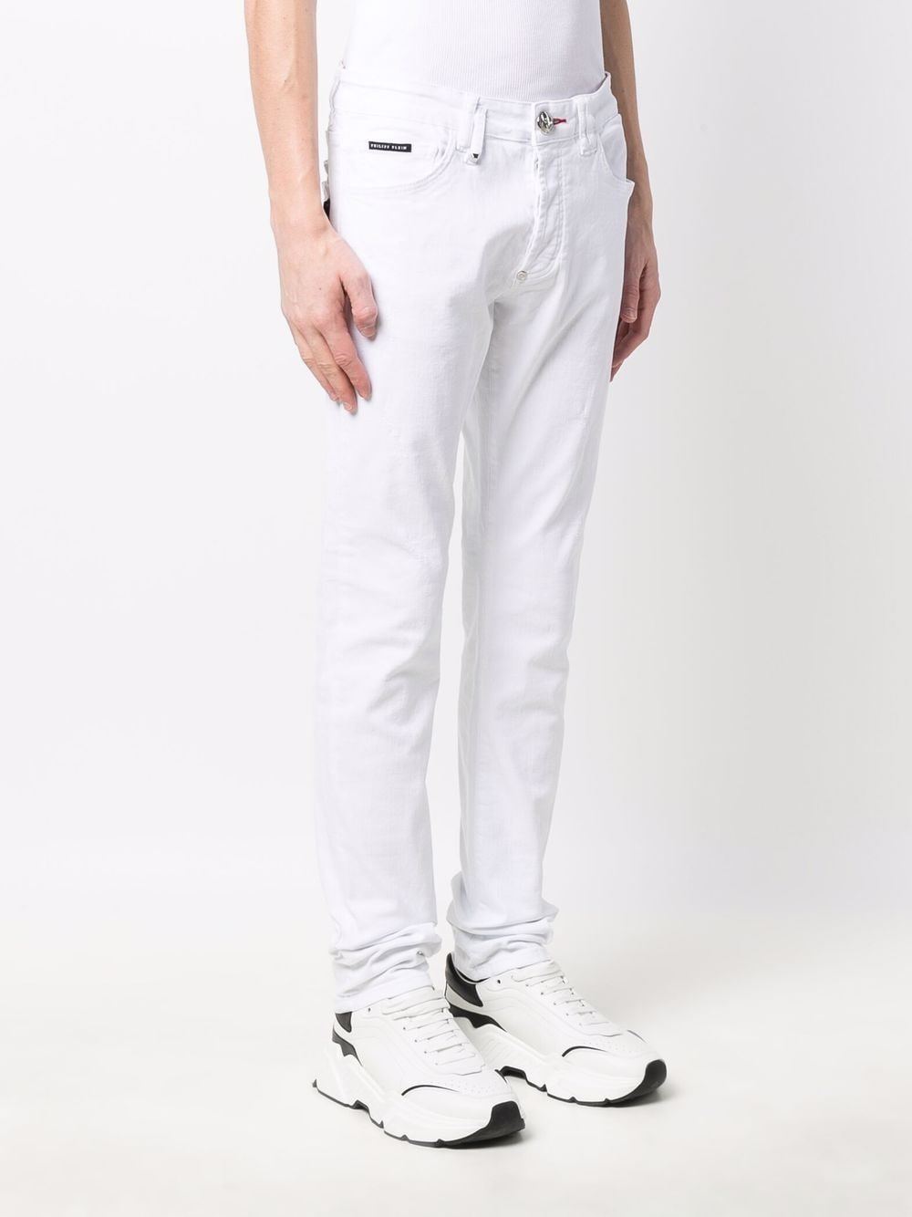 Shop Philipp Plein Low-rise Straight-leg Jeans In White