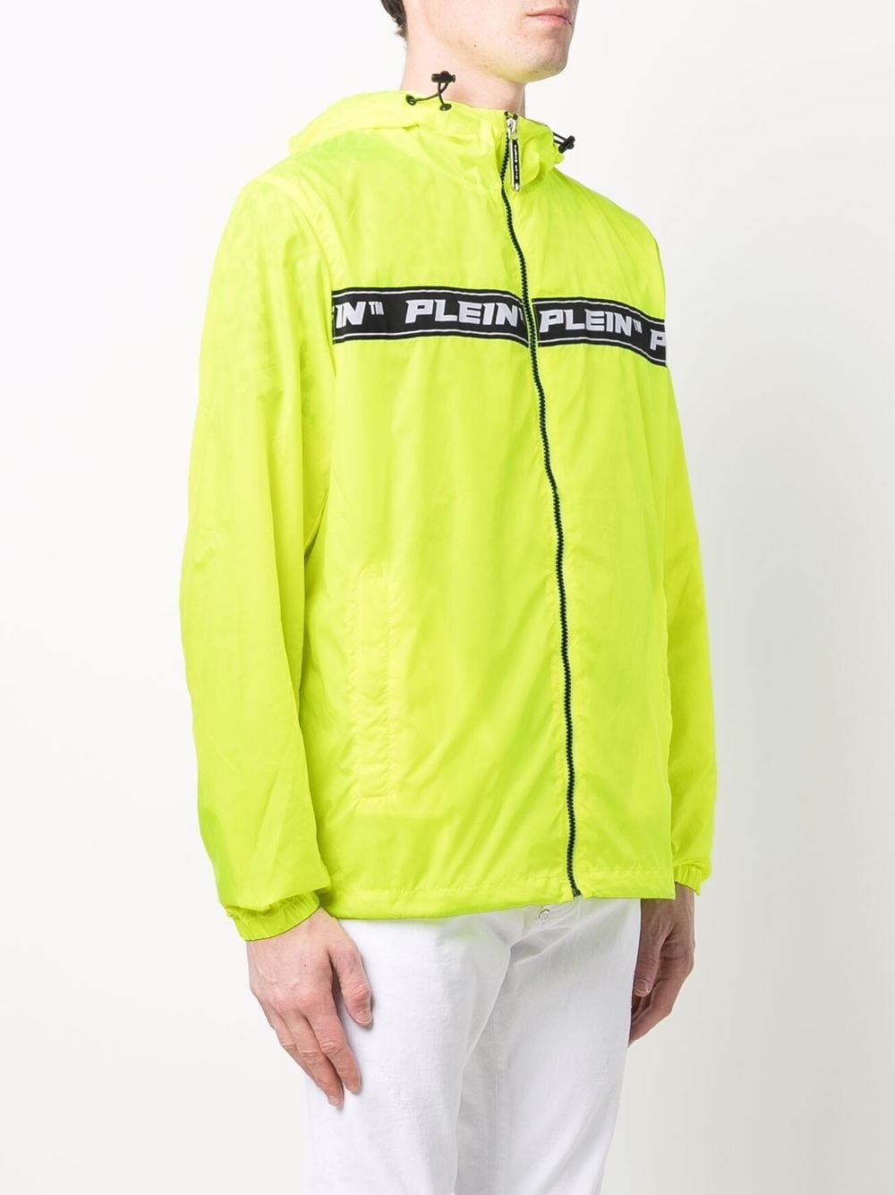 Shop Philipp Plein Logo-tape Hooded Lightweight Jacket In 黄色