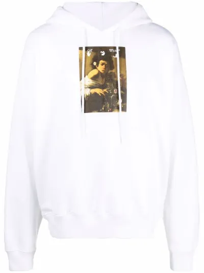 logo-print drawstring hoodie | Off 
