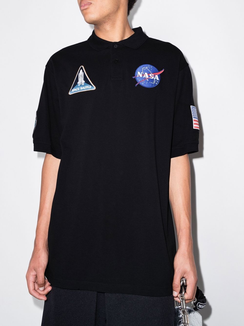 Balenciaga Poloshirt verfraaid met patch - Zwart