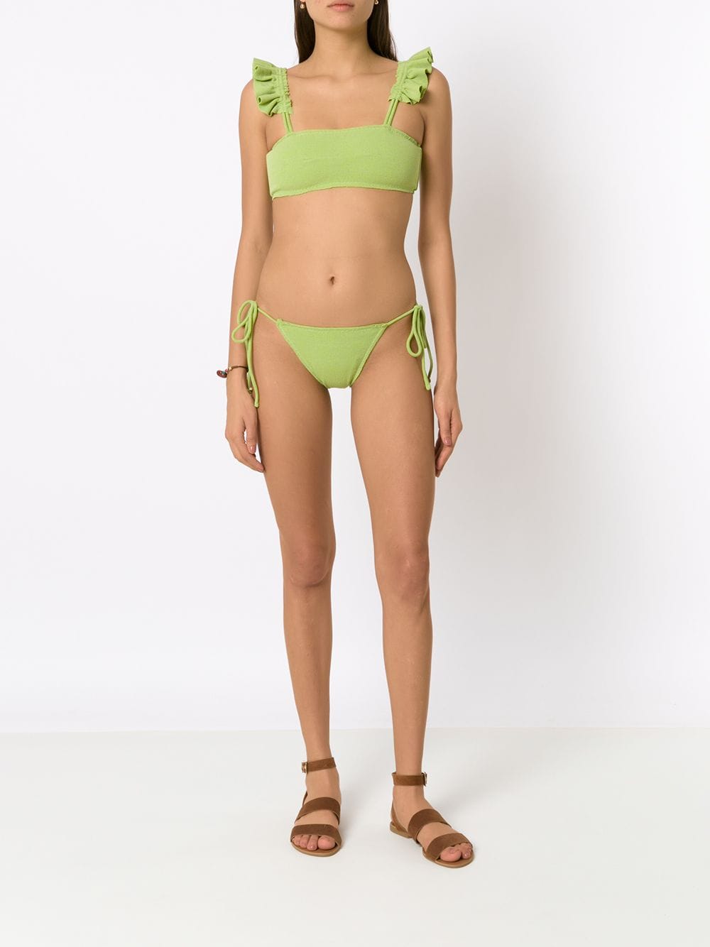 Shop Clube Bossa Ruffle-trimmed Bikini Bottoms In Green