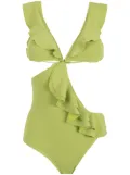 Clube Bossa ruffled cut-out swimsuit - Green