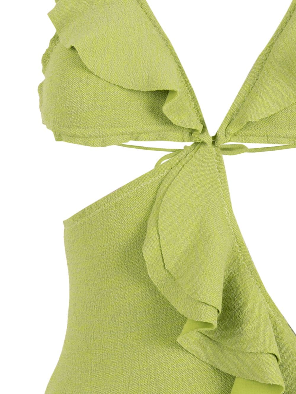 Shop Clube Bossa Ruffled Cut-out Swimsuit In Green