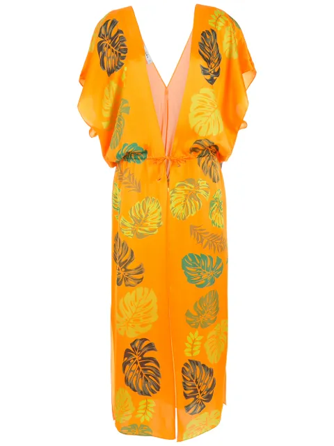 Amir Slama vestido de playa con estampado de hojas