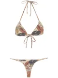 Amir Slama palm leaf print bikini - Neutrals