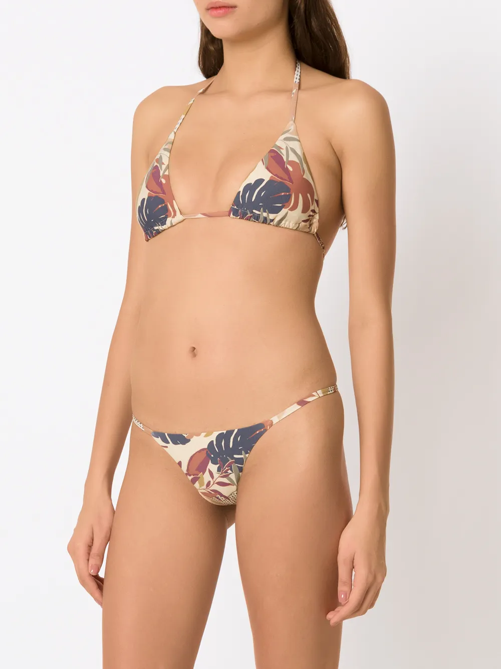  Amir Slama Palm Leaf Print Bikini - Neutrals 