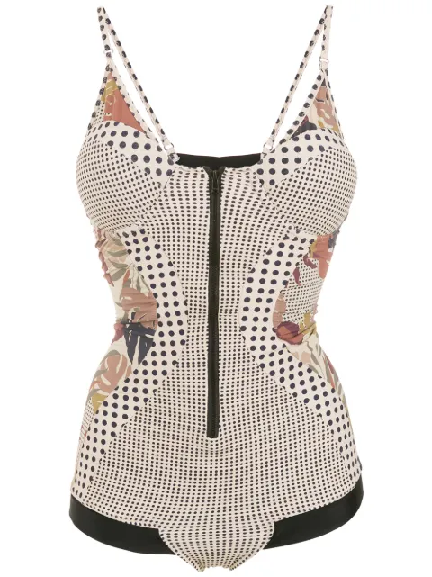 Amir Slama geometric panelled swimsuit