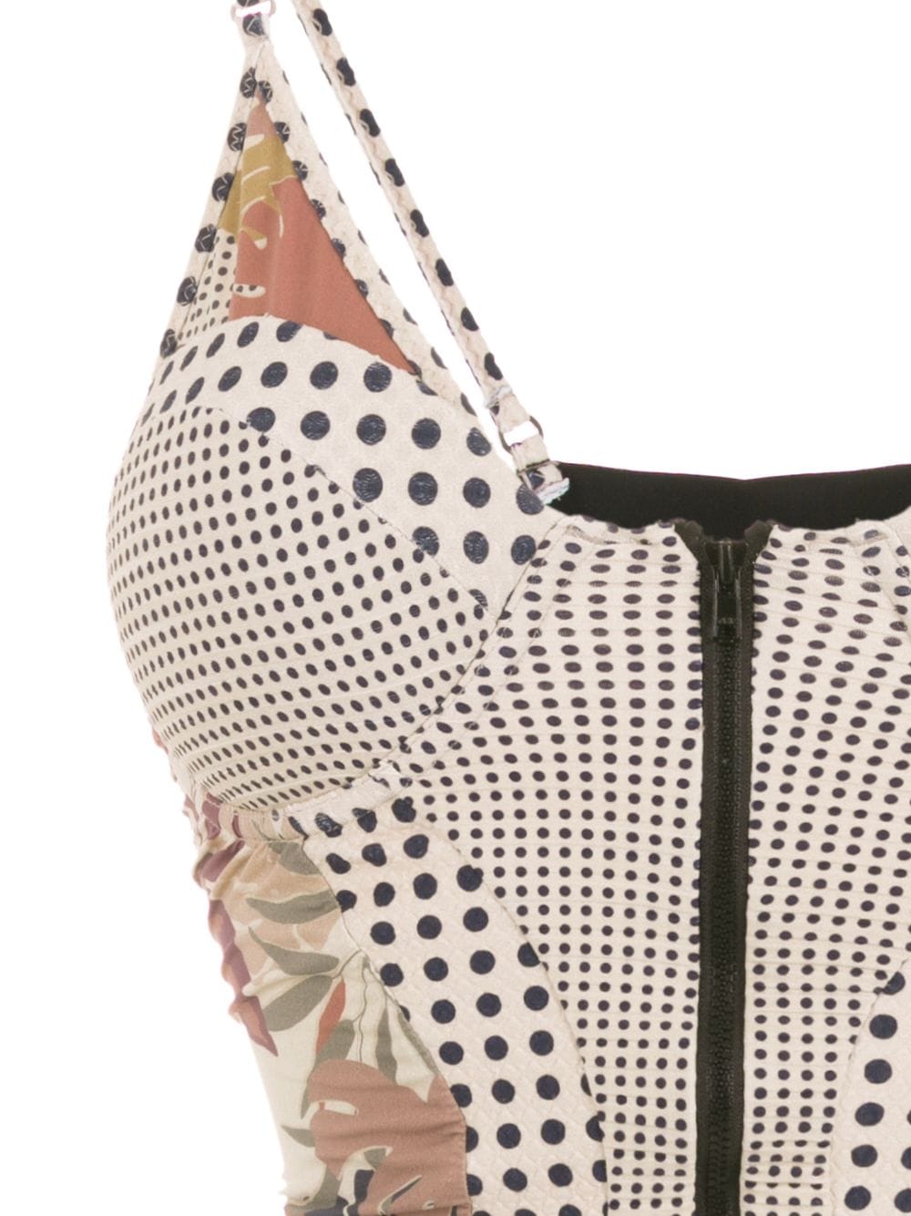 Shop Amir Slama Geometric Panelled Swimsuit In Neutrals