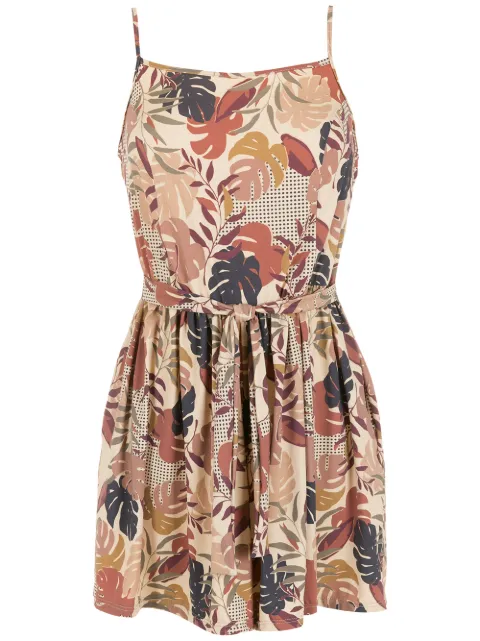 Amir Slama jumpsuit corto con estampado de hojas