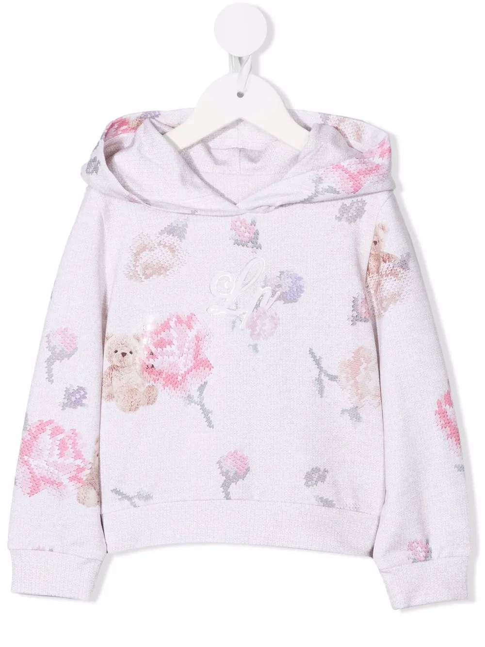 

Lapin House logo-embroidered knitted hoodie - Neutrals