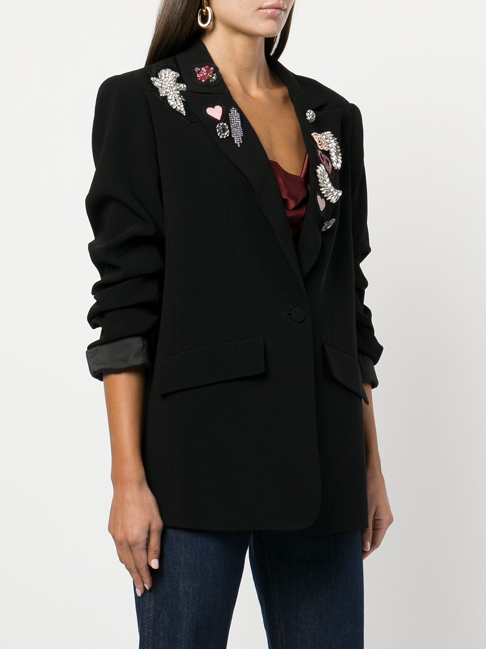 Shop Cinq A Sept embroidered single-breasted blazer with Express ...