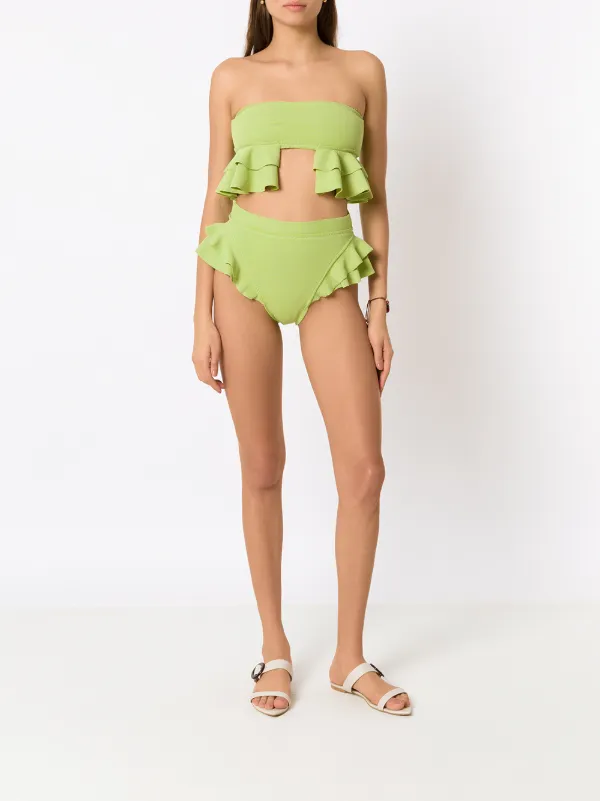 Clube Bossa Turbe ruffle-embellished Bandeau Bikini Top Green
