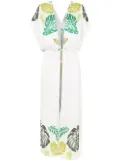 Amir Slama palm leaf-print beach dress - White