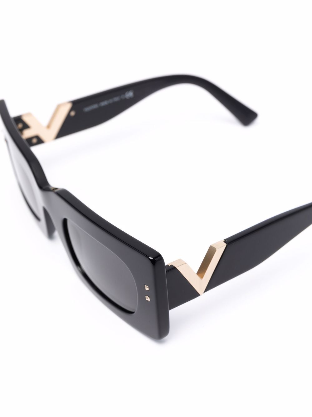 Shop Valentino Logo-plaque Square-frame Sunglasses In Black