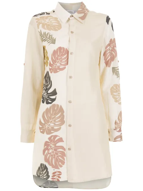 Amir Slama vestido camisero con palmeras estampadas