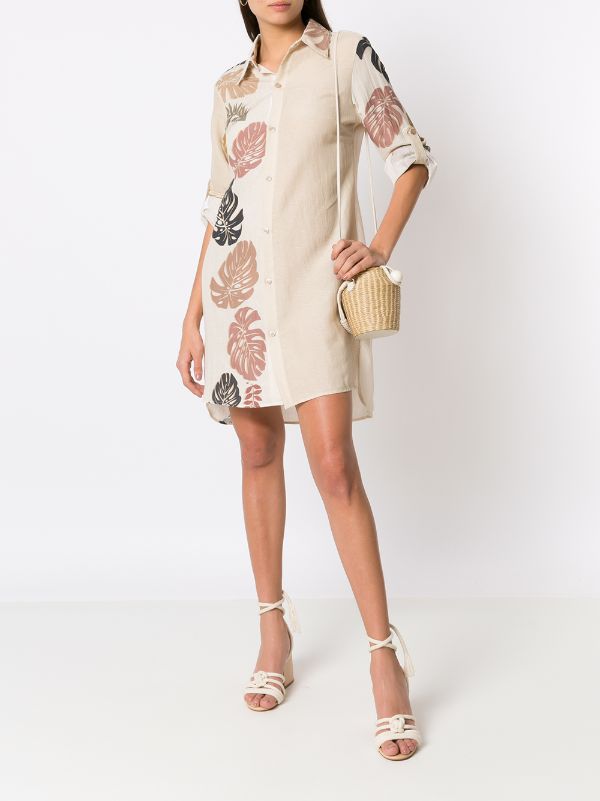 Palm leaf cheap shirt dress