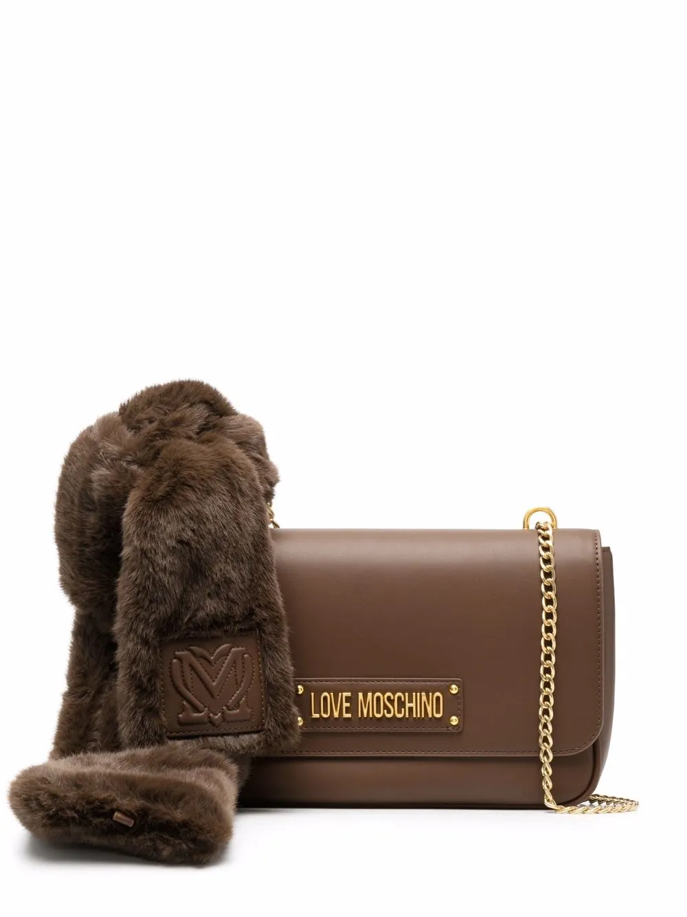 

Love Moschino logo-plaque shoulder bag - Brown