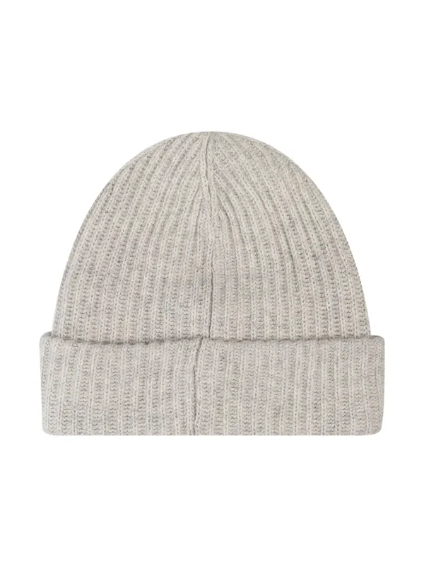 GANNI logo-patch ribbed-knit Beanie 