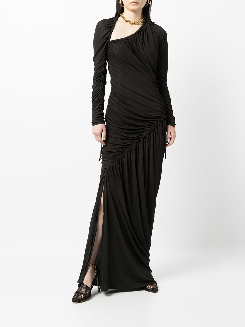 фото Bottega veneta длинное платье асимметричного кроя со сборками