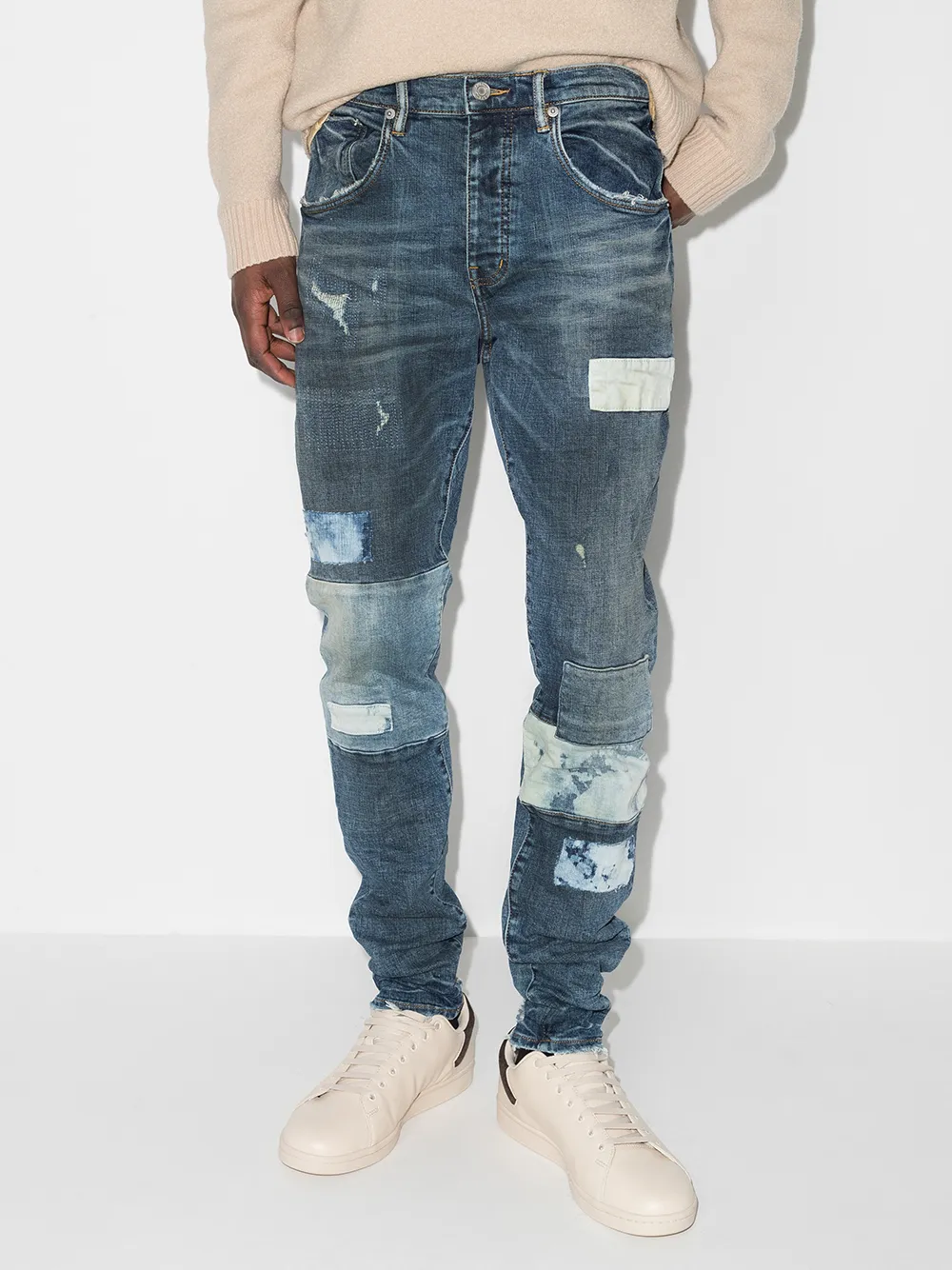 purplebrand Purple Brand Jeans met patchwork - Blauw
