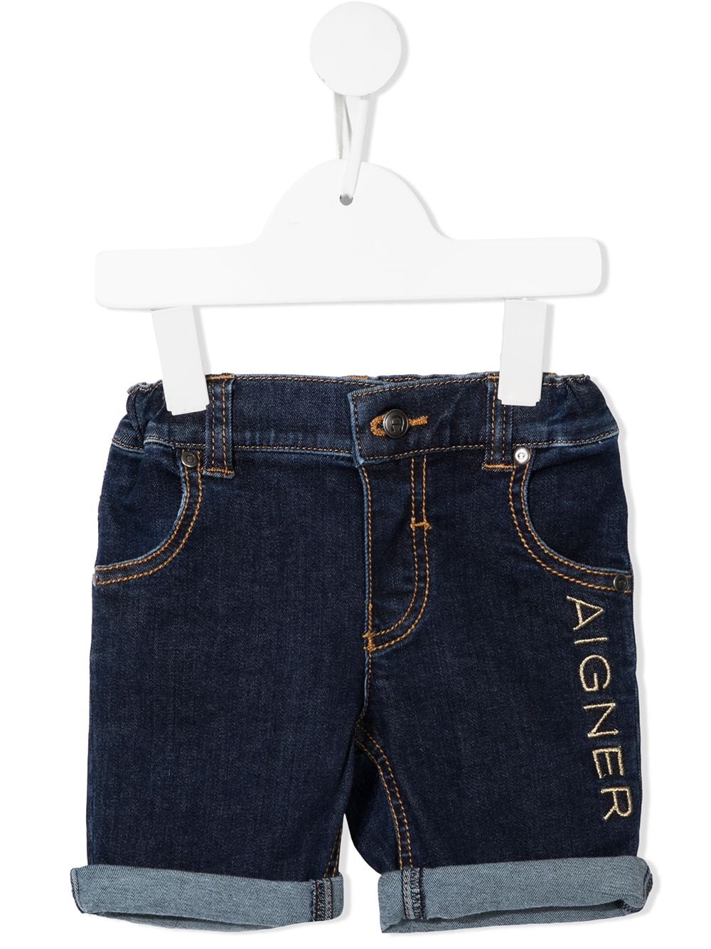 фото Aigner kids джинсовые шорты с вышитым логотипом