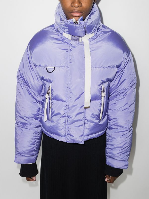 blue vinyl puffer coat