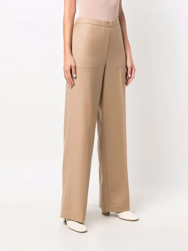 Marrone Farfetch Donna Abbigliamento Pantaloni e jeans Pantaloni Pantaloni chinos Pantaloni a gamba ampia in pelle 