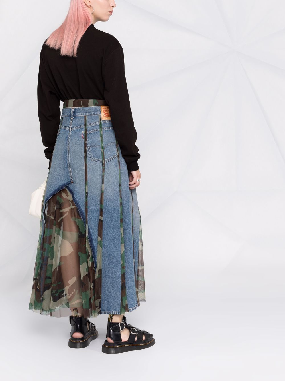 фото Junya watanabe джинсовая юбка в технике пэчворк