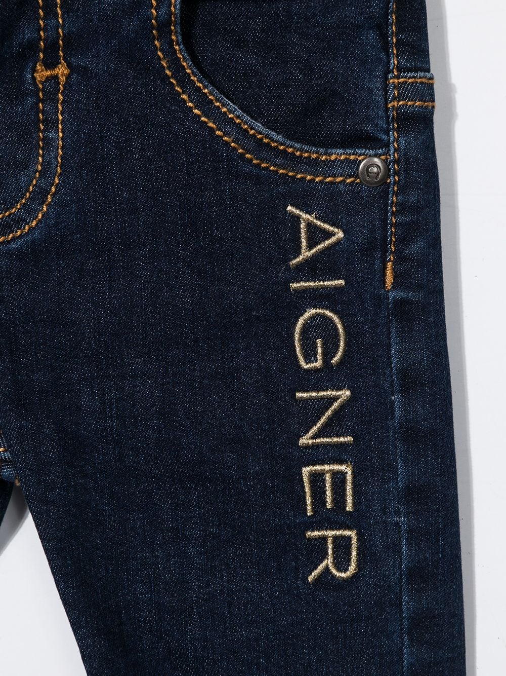Shop Aigner Logo-embroidered Straight-leg Jeans In Blue