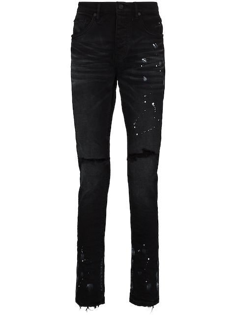 Purple Brand paint splatter-effect skinny jeans