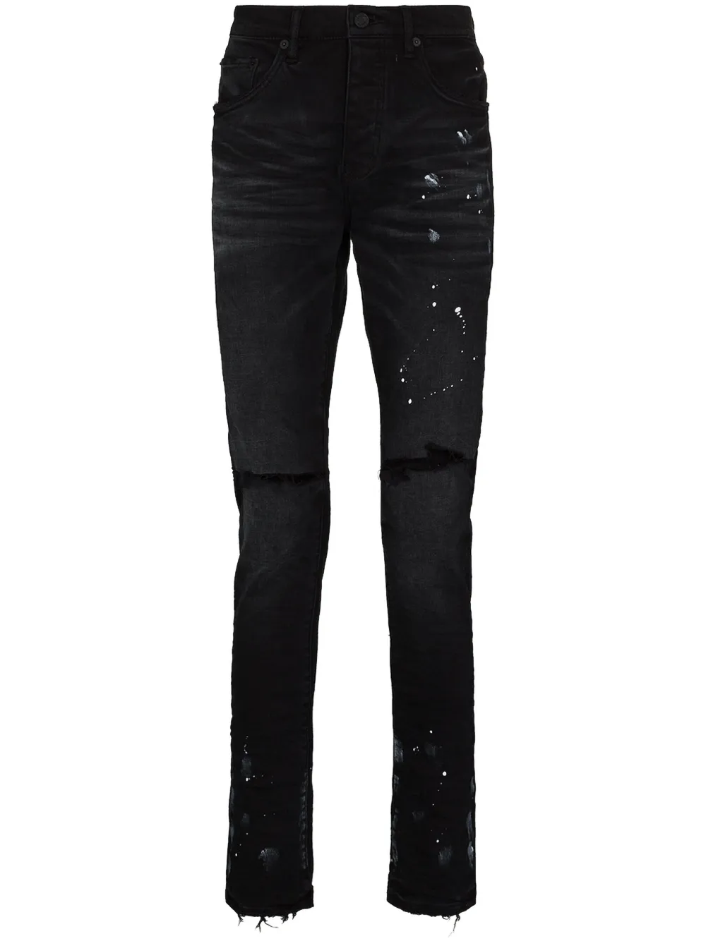 Purple Brand Paint Splatter-effect Skinny Jeans In Black