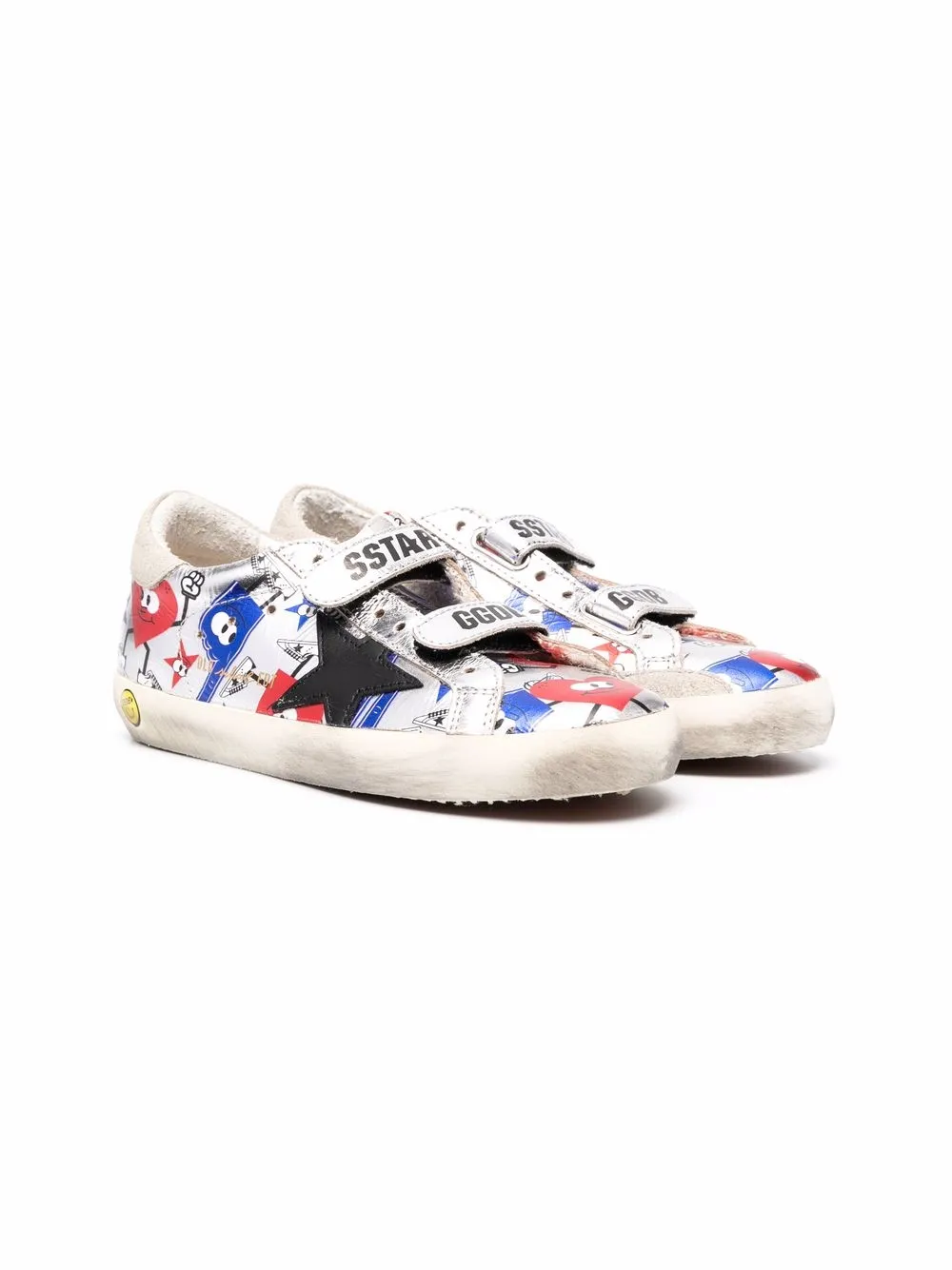 

Golden Goose Kids tenis con efecto envejecido - Plateado