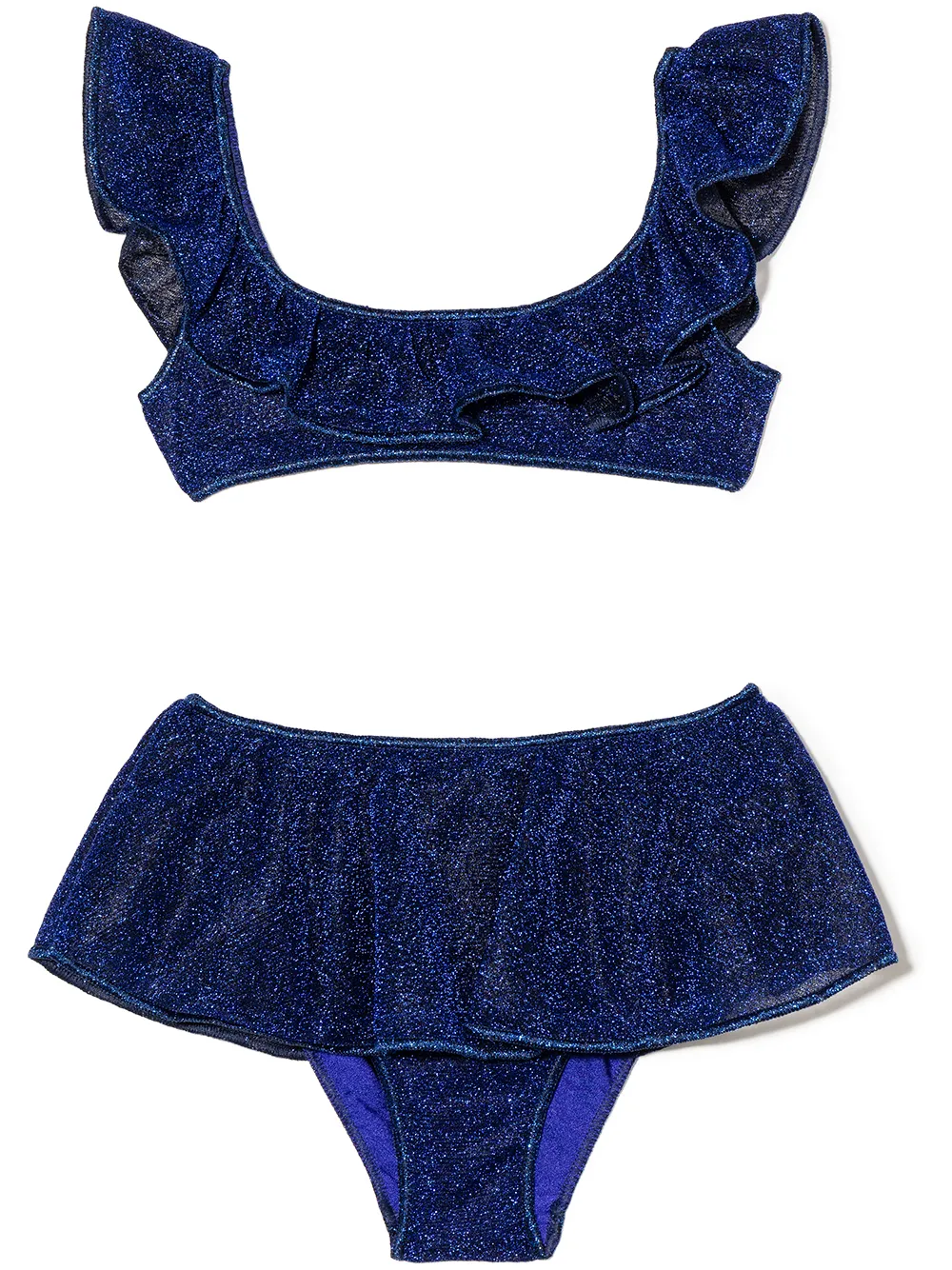 

Oseree Kids bikini con volantes y efecto metalizado - Azul